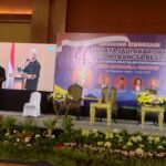Capres Ganjar Pranowo Memberikan Sambutan, Pada Acara Saresehan Kebangsaan Indonesia Maju.