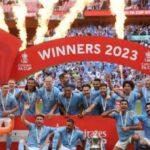 Tim Manchester City Foto Bersama Usai Merebut Piala FA 2023.