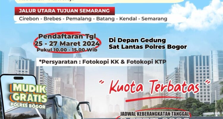 Buruan Daftar Polres Bogor adakan mudik gratis