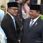 Bima Arya Sugiarto dan Prabowo Subianto saat pelantikan Wakil Menteri
