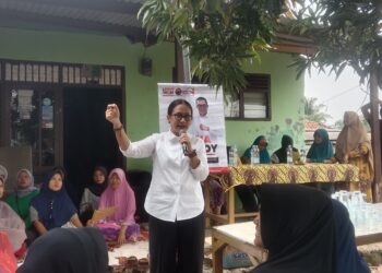 Calon wali kota bogor nomor urut 5, Rena Da Frina saat kampanye dor to door di kampung got RW 08, Kelurahan Curug, Kecamatan Bogor Barat, Kota Bogor Rabu 09 oktober 2024