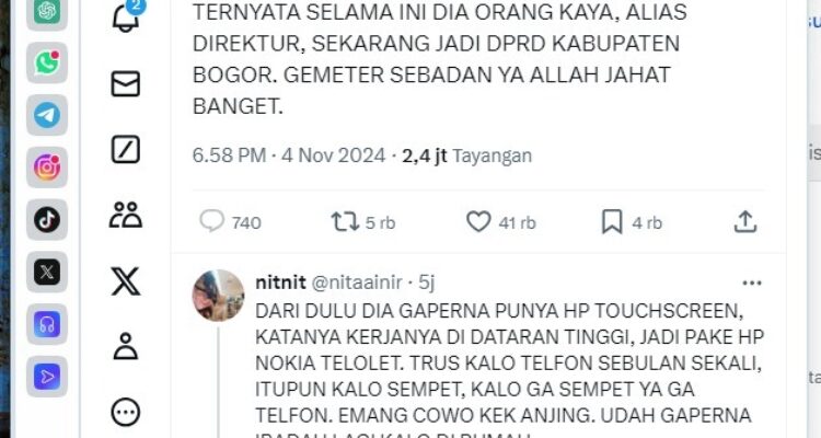 Postingan Akun X @nutaainir