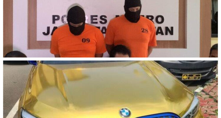 foto ilustrasi tersangka pembunuhan Remaja FA 16 dan barangbukti bmw emas viral