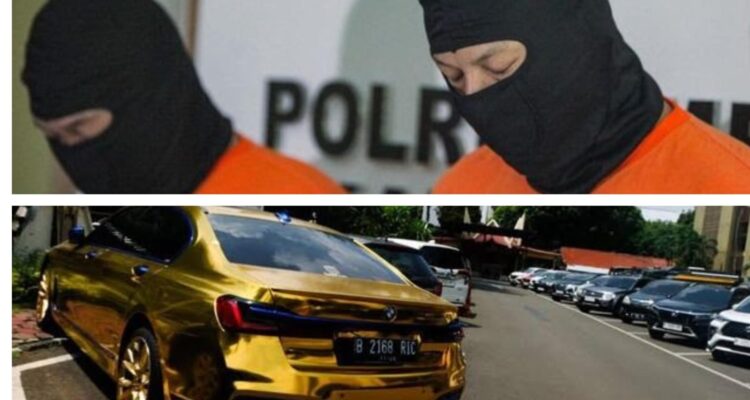 foto ilustrasi tersangka pembunuhan Remaja FA 16 dan barangbukti bmw emas viral