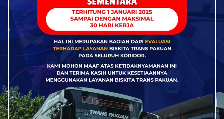 Flayer pemberitahuan layanan biskita Kota Bogor ditutup