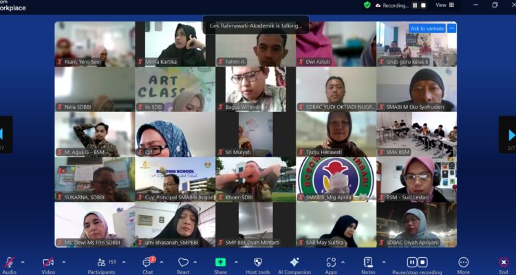 Mengawali Semester Genap tahun pelajaran 2024/2025, Bosowa School menggelar Raker Akademik secara daring yang diikuti para guru Sekolah Bosowa Bina Insani (SBBI) Bogor, Sekolah Bosowa Al-Azhar Cilegon (SBAC) Cilegon, serta Bosowa School Makassar (BSM) dan Sekolah Alam Bosowa (SAB) Makassar, Kamis (2/1/2025). (Foto: Dok Bosowa School)