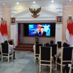 Wali Kota Bogor, dedie A Rachim saat menhadiri musyawarah cabang (Muscab) Himpunan Mahasiswa IPB di balai Kota Bogor Sabtu 31 Mei 2025