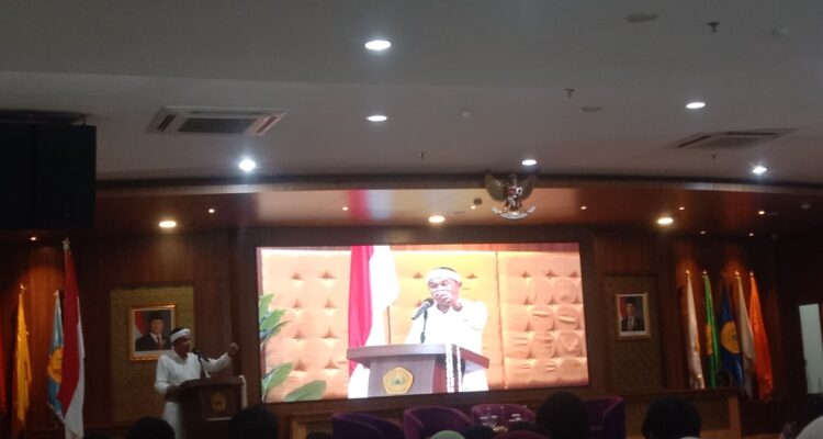 Dedi Mulyadi saat menjadi pembicara utama dalam Catalyst 2025: Dialog Kebangsaan Value-Based Leadership yang digelar di Universitas Pakuan, Kota Bogor, Selasa 24 Juni 2026