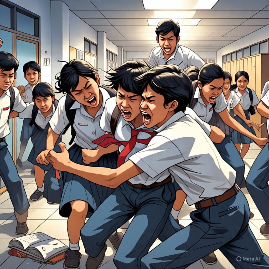 Ilustrasi Tawuran Pelejar Bogor, Foto?Meta AI