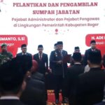 Bupati Bogor, Rudy Susmanto saat membacakan 45 pejabat Esselon III dan IV di lingkungan Pemerintah Kabupaten Bogor