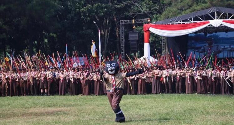 Jambore Pramuka Penggalang tingkat Kabupaten Bogor Tahun 2025, yang digelar di Bumi Perkemahan Cimandala, Kecamatan Sukaraja, Rabu (25/6/2025).