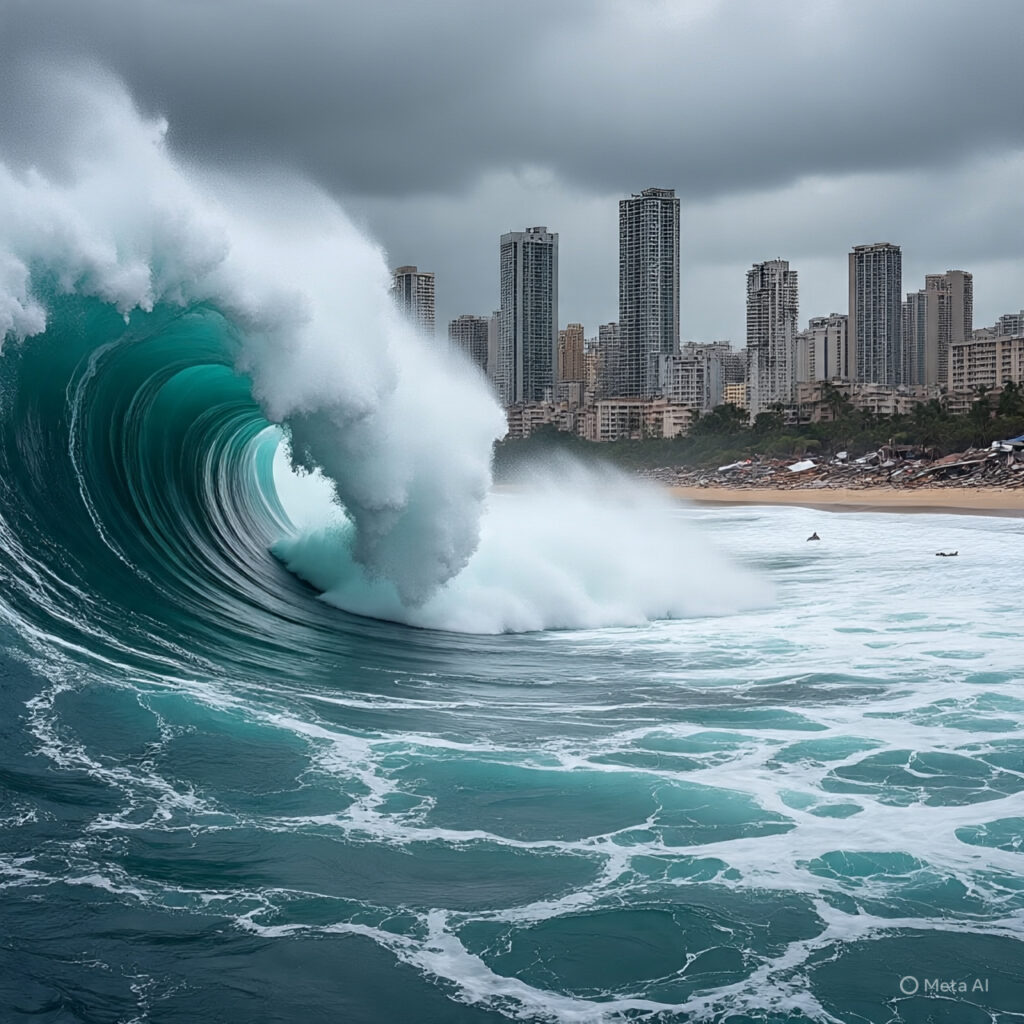 Ilustrasi Gambar Tsunami, Foto/Meta Ai