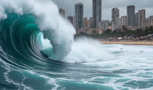 Ilustrasi Gambar Tsunami, Foto/Meta Ai