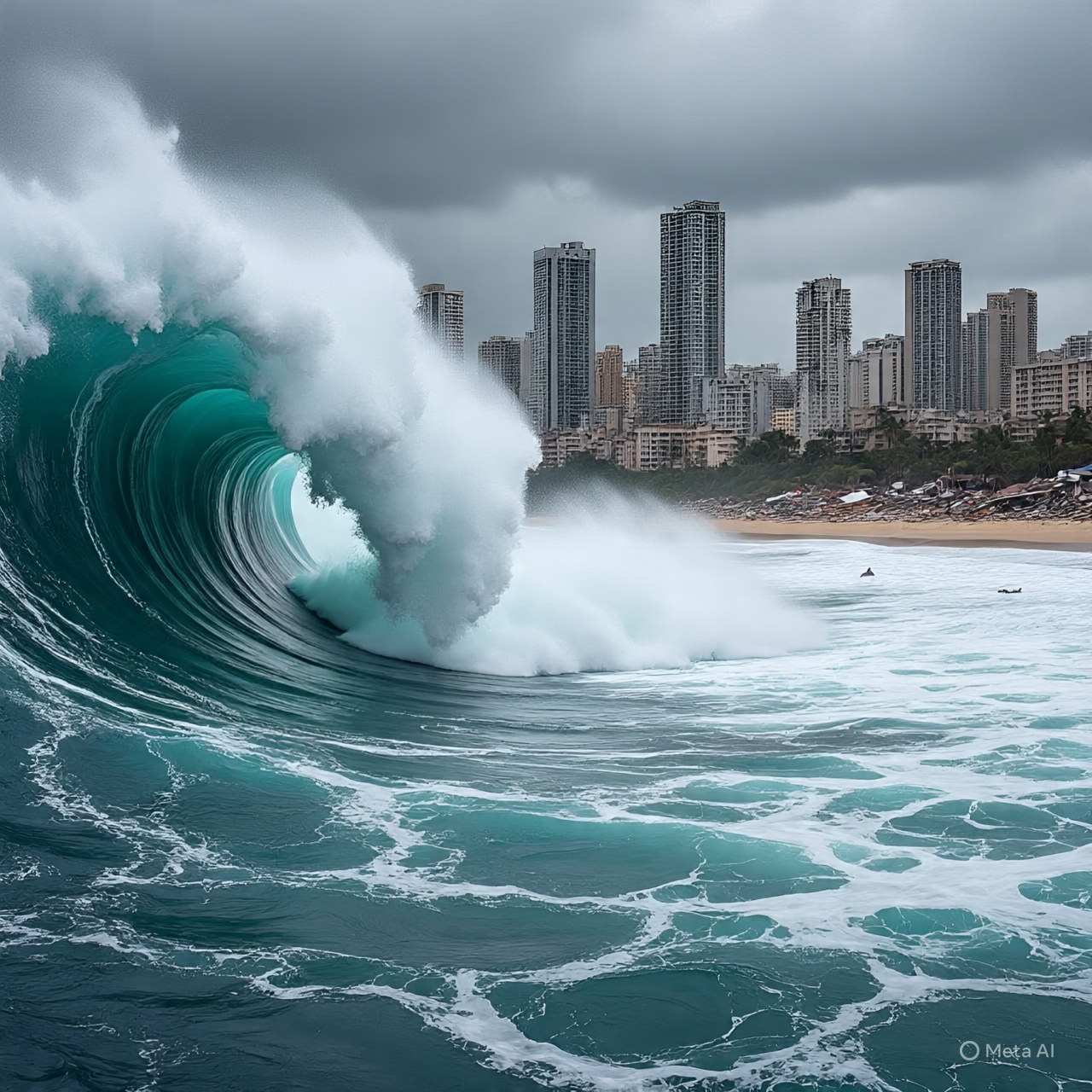 Ilustrasi Gambar Tsunami, Foto/Meta Ai