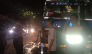 Kondisi truk fuso yang alami rem blong dan tabrak pohon hingga terbalik di Jalan Pemuda Kota Bogor, Foto/Adi Wirman