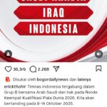 Respon Ketua Umum PSSI hasil undian Kualifikasi Piala Dunia 2026 zona asia, Foto/Instagram Erick Thohir