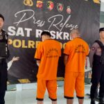 Para pelaku pencurian motor saat ditampilkan saat konfrensi Pers di Polres Bogor,Foto/Echa Nur Maulida