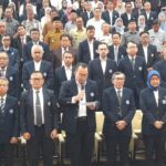 Rektor IPB Arif Satria bersama para dosen dan dekan saat menyatakan sikap terkait kondisi bangsa ini, Foto/Adi Wirman