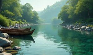 Ilustrasi gambar air dan sungai, Foto/Meta Ai Ilustrasi gambar air dan sungai, Foto/Meta Ai