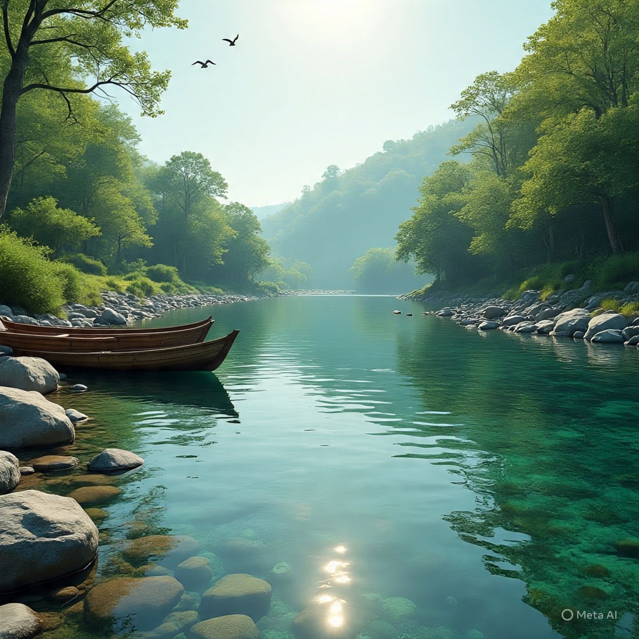 Ilustrasi gambar air dan sungai, Foto/Meta Ai Ilustrasi gambar air dan sungai, Foto/Meta Ai