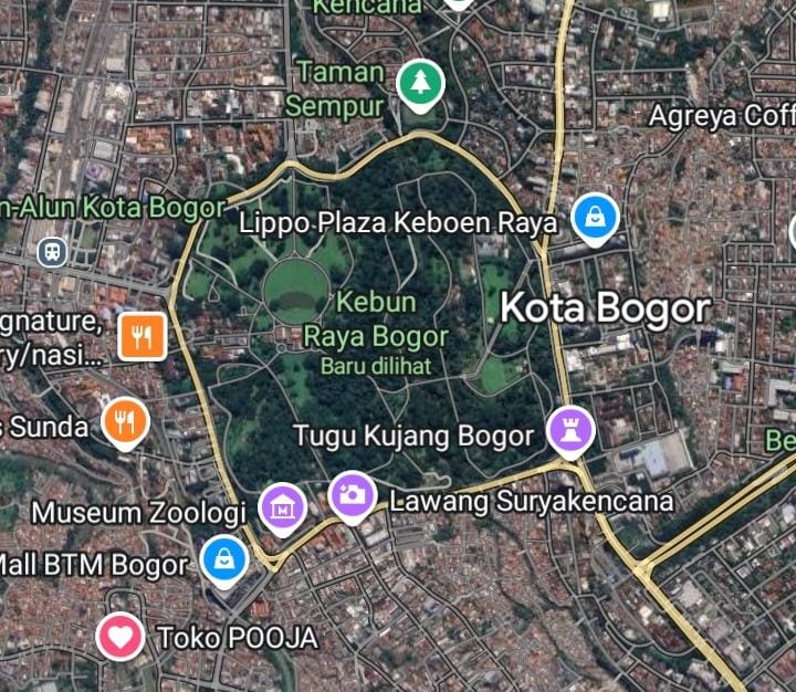 Kebun raya bogor saat ada di Google Maps, Foto/Screenshot Kebun raya bogor saat ada di Google Maps, Foto/Screenshot
