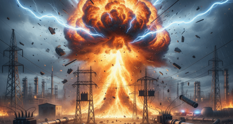 Gambar Ilustrasi Listrik Sambar gas hingga meledak, Foto/Gemini AI