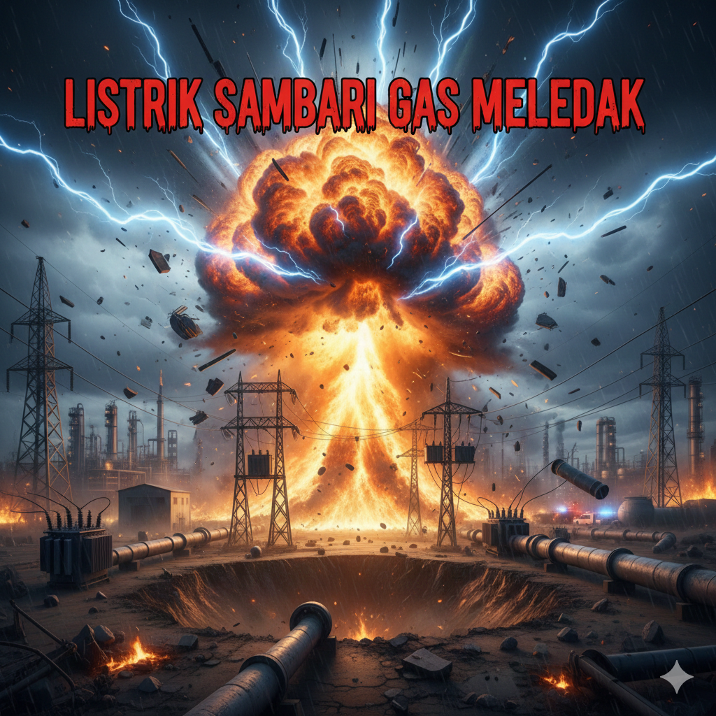 Gambar Ilustrasi Listrik Sambar gas hingga meledak, Foto/Gemini AI