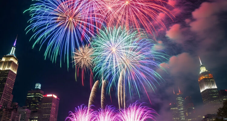 Gambar Ilustrasi Pesta Kembang Api di malam Tahun Baru 2026, Foto/Meta Ai