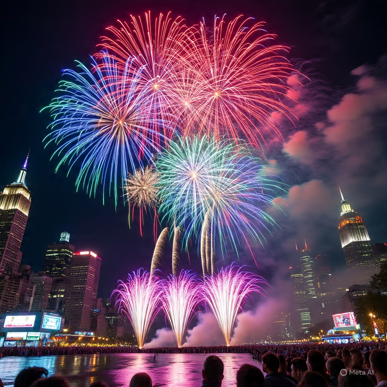 Gambar Ilustrasi Pesta Kembang Api di malam Tahun Baru 2026, Foto/Meta Ai