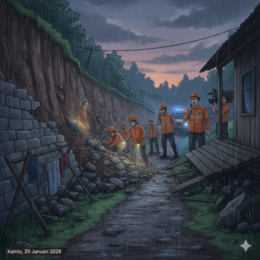 Gambar Ilustrasi TPT Longsor, Foto/Gemini AI Gambar Ilustrasi TPT Longsor, Foto/Gemini AI