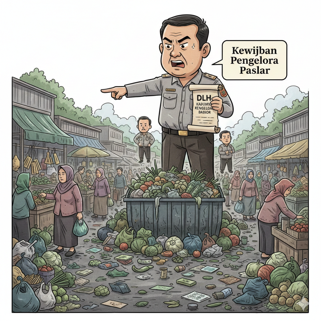 Gambar Ilustrasi DLH Kabupaten Bogor menegur pengelola pasar Ciampea, Foto/Gemini AI
