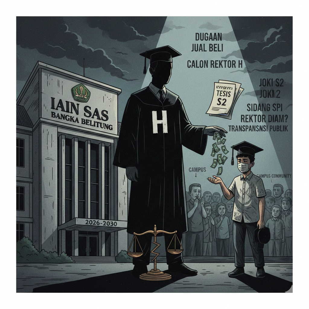 gaambar ilustrasi Satu Calon Rektor IAIN Sas Bangka Belitung Diduga Terlibat Kasus Tesis, Foto/Gemini AI