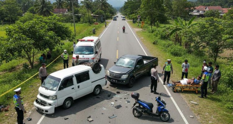 Gambar Ilustrasi di Jalan Raya Cileungsi–Jonggol, tepatnya di Kampung Cibucil, Desa Sukamanah, Kecamatan Jonggol, Kabupaten Bogor,Foto/Gemini AI
