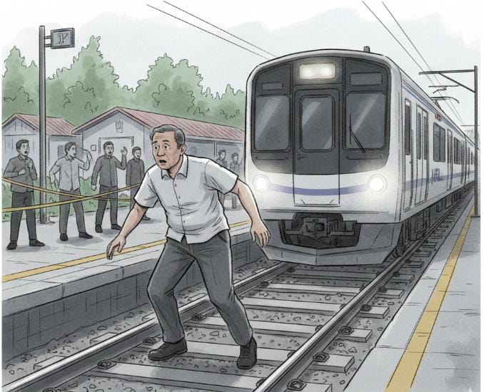 Gambar Ilustrasi tertabrak kereta rel listrik (KRL), Foto/Gemini AI