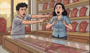 Gambar Ilustrasi Pencurian emas, Foto/Gemini AI