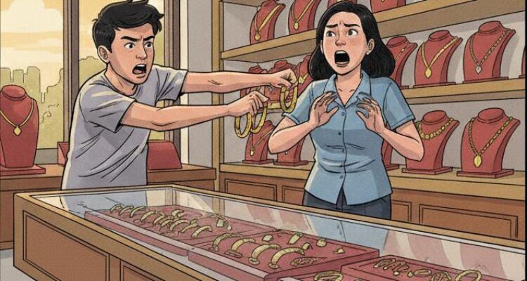 Gambar Ilustrasi Pencurian emas, Foto/Gemini AI