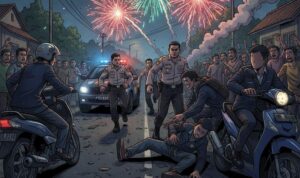 Gambar Ilustrasi Aksi Diduga tawuran di Jonggol, Foto/Gemini AI