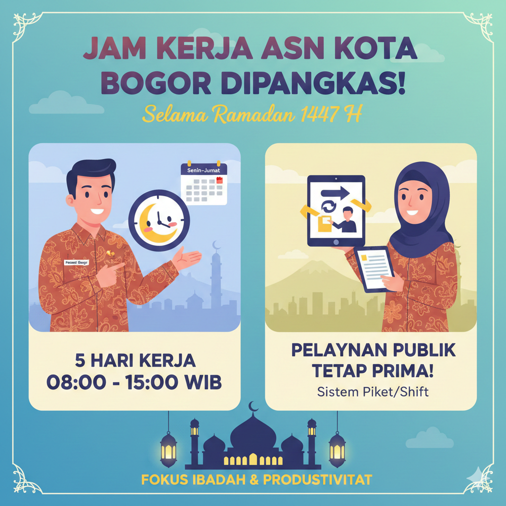 Gambar ilustrasi penyesuaian jam kerja bagi Aparatur Sipil Negara (ASN) di Pemerintah Kota Bogor, Foto/Gemini Ai Gambar ilustrasi penyesuaian jam kerja bagi Aparatur Sipil Negara (ASN) di Pemerintah Kota Bogor, Foto/Gemini Ai