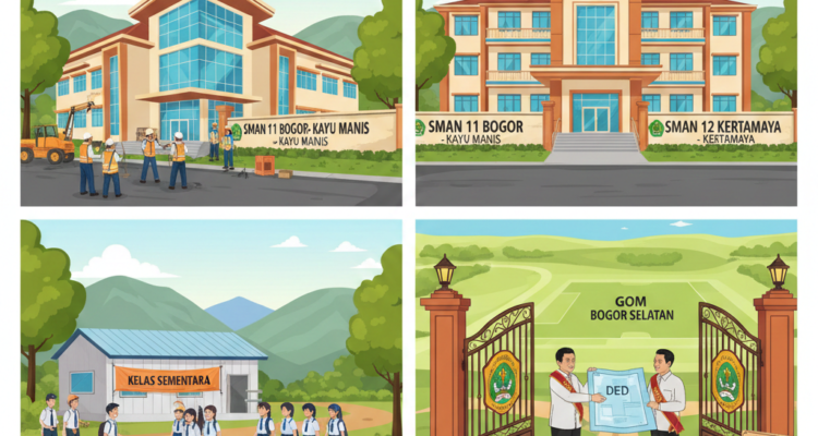 Gambar Ilustrasi sekolah SMAN 11 dan 12 yang akan dibangu, Foto/Gemini AI
