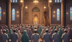 Gambar Ilustrasi sholat tarawih, Foto/Gemini Ai