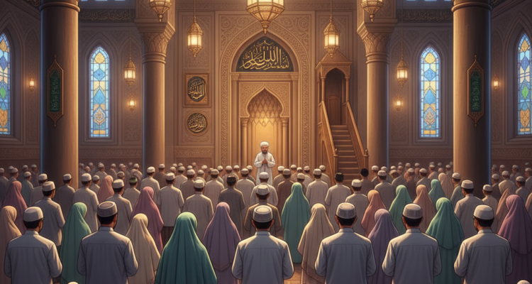 Gambar Ilustrasi sholat tarawih, Foto/Gemini Ai