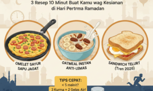 Gambar Ilustrasi menu siap saji jika kesiangan dalam sahur di bulan suci ramadan 2026, Foto/Gemini AI