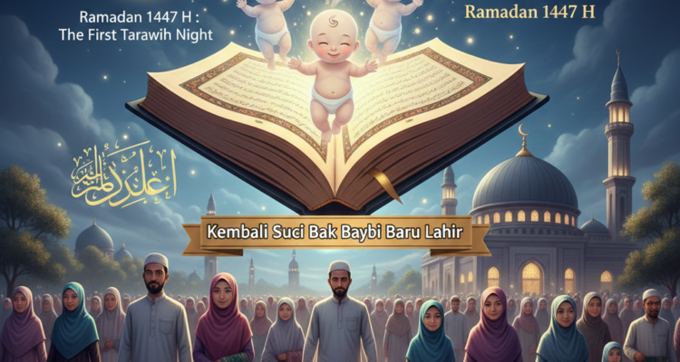 Gambar Ilustrasi sholat taraweh perdana di Bulan Suci Ramadan 2026, Foto/Gemini Ai