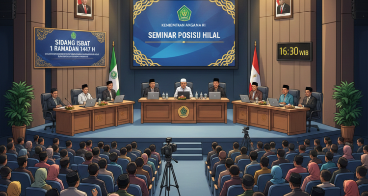 Gambar Ilustrasi Ini Jadwal Dan Agenda Sidang Isbat Penetapan 1 Ramadan 1447 H Hari Ini, Foto/IGemini AI