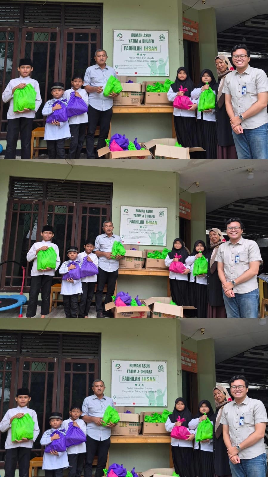 BRI MAbes TNI Cilangkap saat memberikan bantuan ke Rumah Asuh Yatim dan Duafa Fadhilah Ihsan dalam Program Jumat Berkah, Foto/Isitimewa