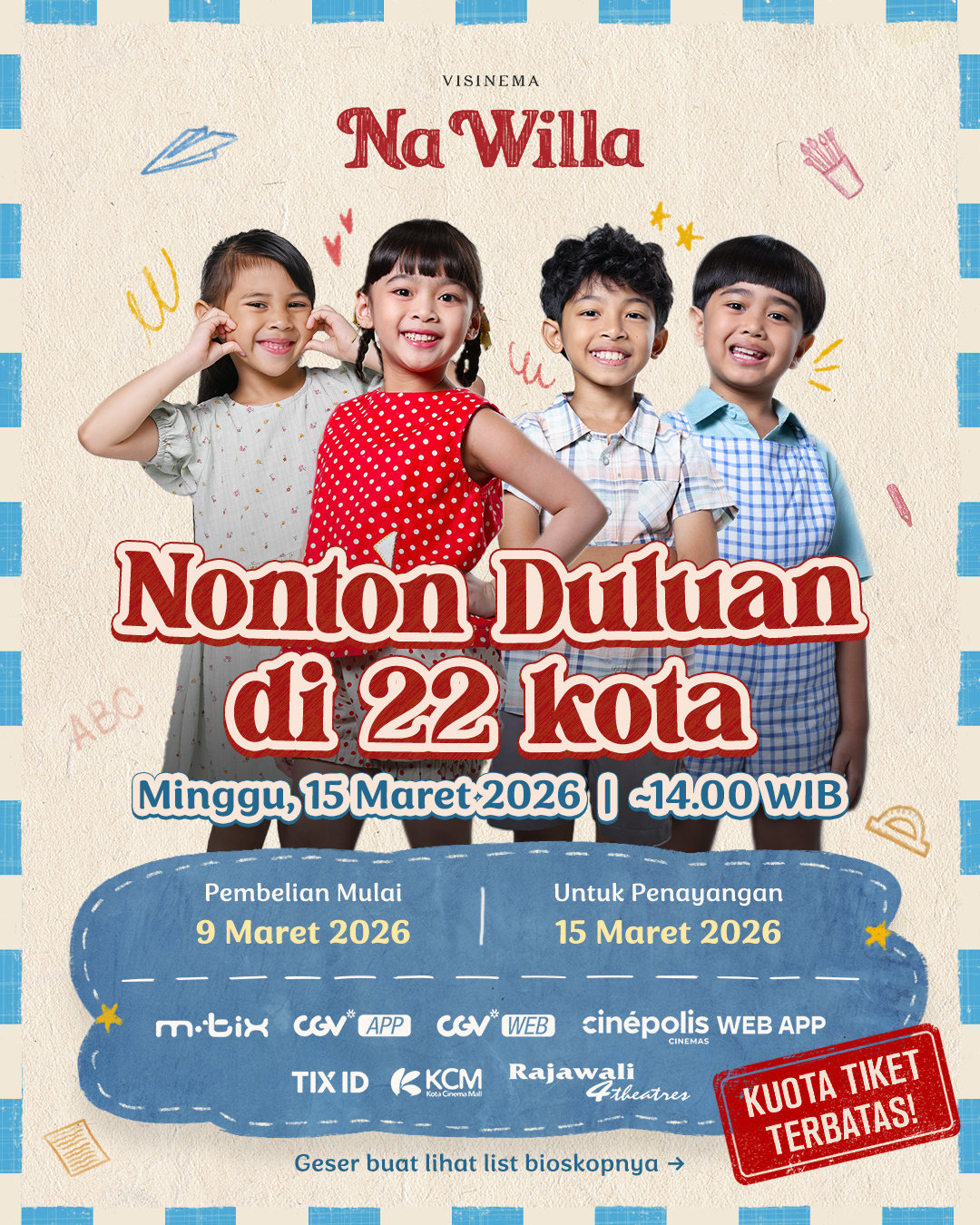 film terbaru mereka, Na Willa, tayang lebih awal di 22 kota di Indonesia pada Minggu, 15 Maret 2026, Foto/Istimewa