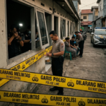 Petugas kepolisian melakukan olah Tempat Kejadian Perkara (TKP) di rumah kontrakan kawasan Bambu Apus, Cipayung, Jakarta Timur, pasca penemuan jasad Dewhinta Anggary pada Sabtu (21/3) dini hari. Pelaku yang merupakan WNA asal Irak telah ditangkap dan kini dalam pemeriksaan intensif. Polisi menyebut motif asmara menjadi latar belakang di balik peristiwa memilukan ini.