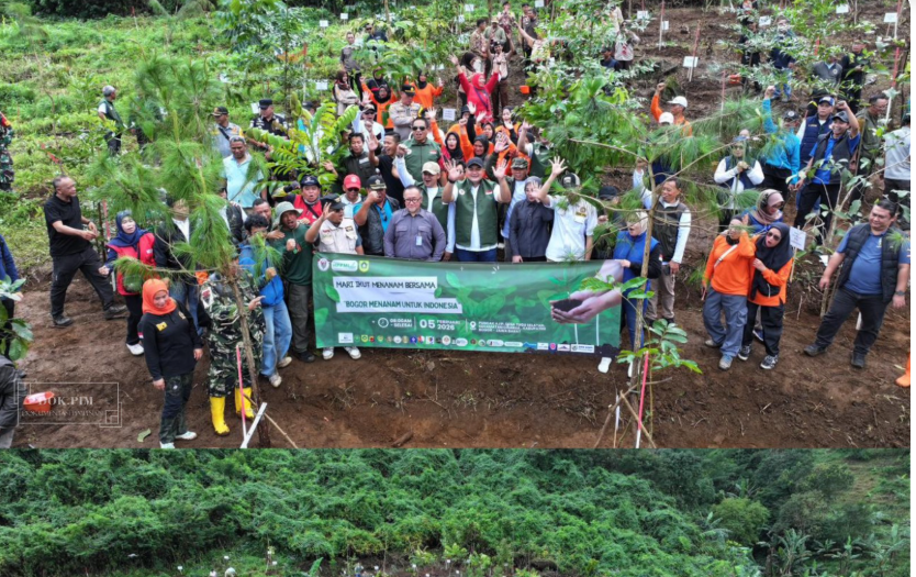 Rudy Susmanto saat melakukan penanman pohon di hulu Sungai Ciliwung, Foto/Diskominfo Kabupaten Bogor