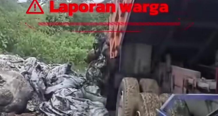 Kondisi pembuangan limbah bahan berbahaya dan beracun (B3) di wilayah RW 12 Desa Gunung Putri. Foto/SS Video