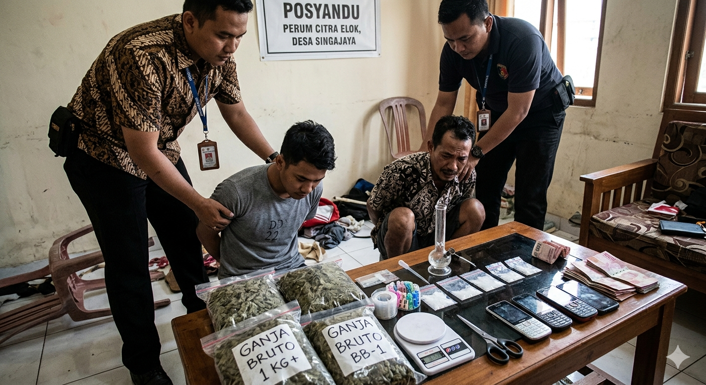 Gambar Ilustrasi Penangkapan pengedar narkoba, Foto/Gemini Ai